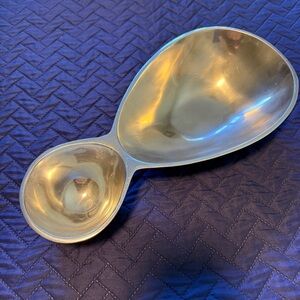 Elegant Silver Pewter Chip and Dip Double Bowl